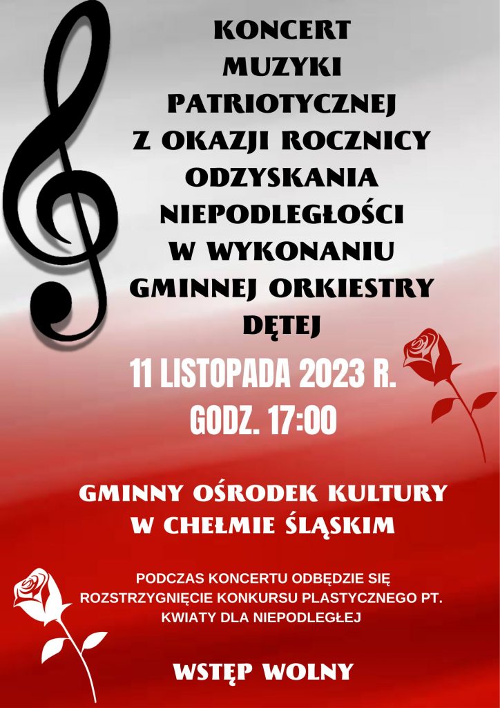 Plakat informacyjny o obchodach Narodowego Święta Niepodległości w Chełmie Śląskim
